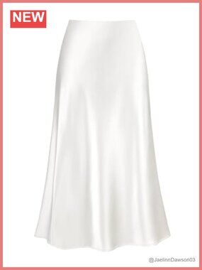 Satin Midi Skirt High Waisted A-Line Flowy Long Skirt